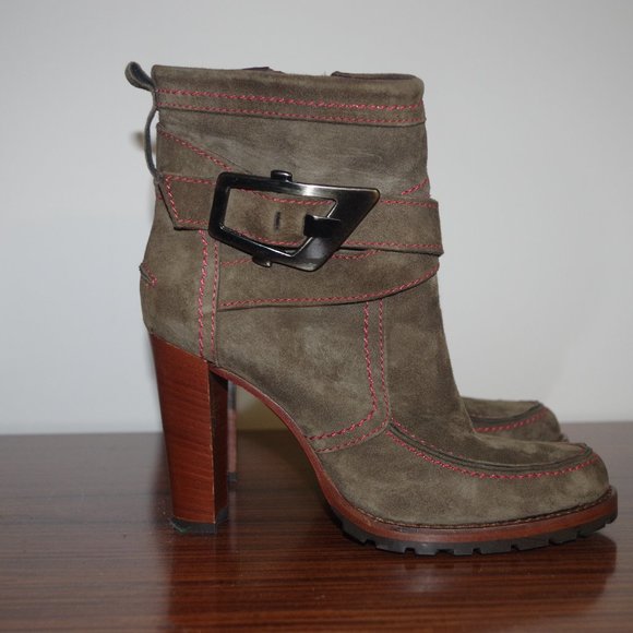 Manas Lea Foscati green brown suede Italian boots size 37 - Picture 1 of 10